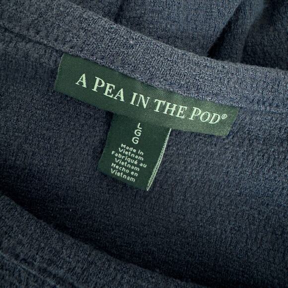 A Pea in the Pod Dress sz LARGE Side Tie Ruffle Hem Minidress Navy Blue Stretch - Picture 5 of 9